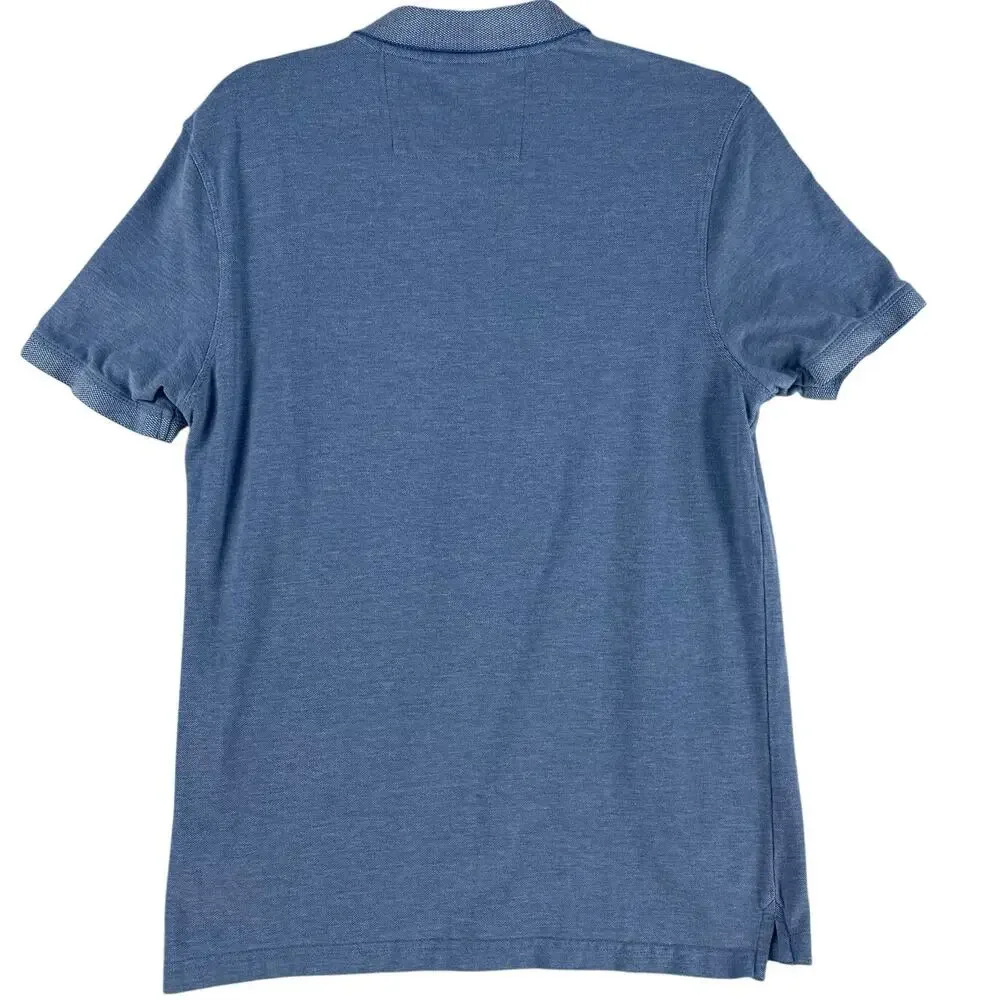 Banana Republic Mens Birdseye Organic Cotton Pique Polo SZ M Antique Blue